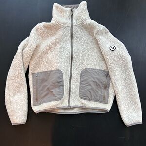 Vuori Alpine Sherpa Fleece Jacket - cream and grey, XS
